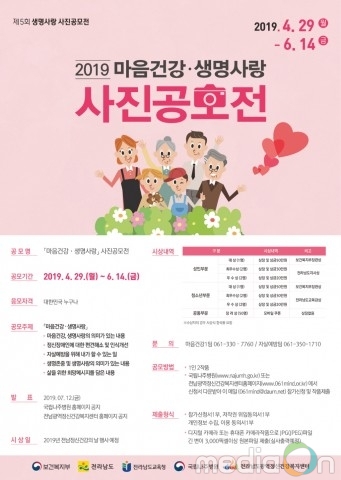 전라남도광역정신건강복지센터, 2019 마음건강 생명사랑 사진공모전 개최